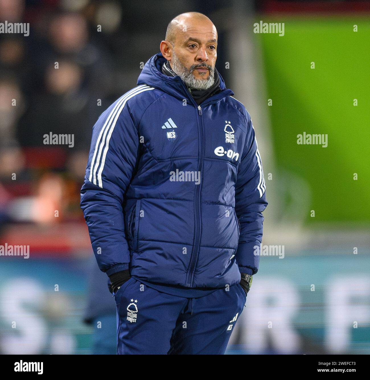 Londres, Royaume-Uni. 20 janvier 2024 - Brentford - Nottingham Forest - Premier League - GTech Stadium. Gestionnaire de la forêt de Nottingham Nuno Espirito Santo. Crédit photo : Mark pain / Alamy Live News Banque D'Images