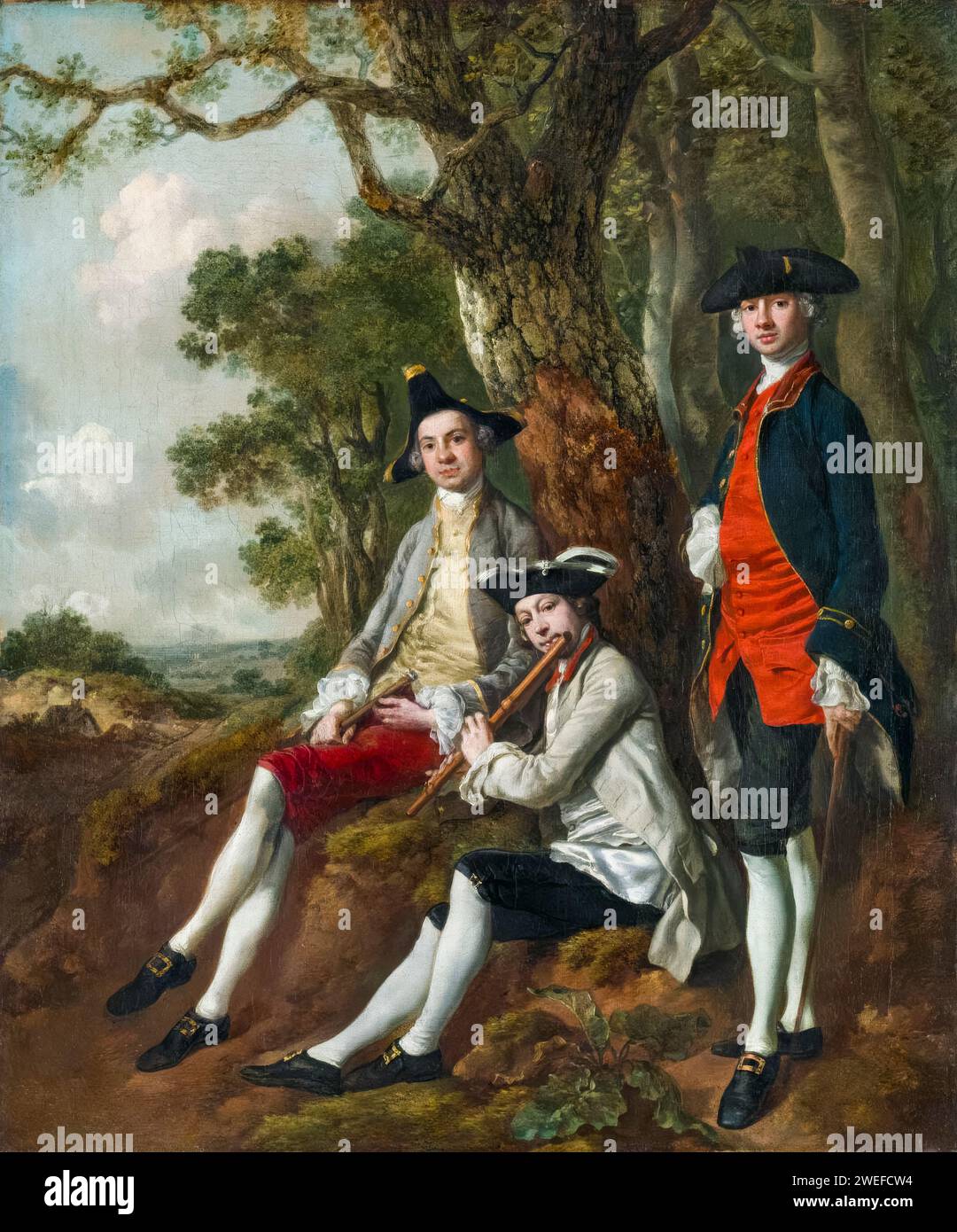 Thomas Gainsborough, Peter Darnell Muilman, Charles Crokatt et William Keable dans a Landscape, portrait à l'huile sur toile, vers 1750 Banque D'Images