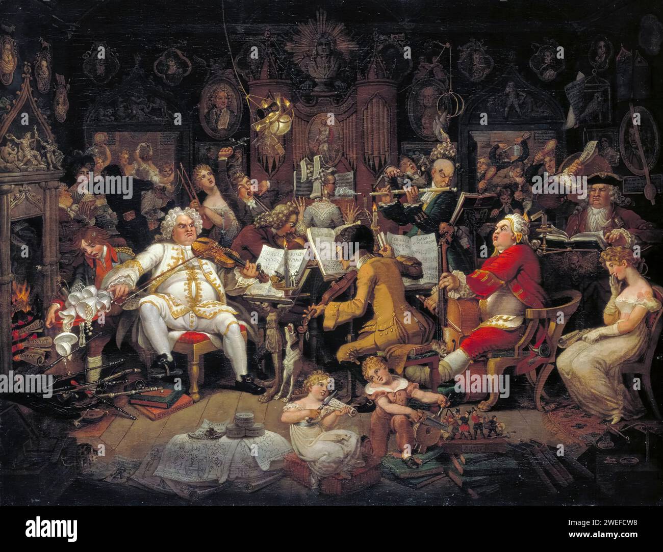 Edward Francis Burney, amateurs de Tye-Wig Music (musiciens de la vieille école), peinture à l'huile sur toile, 1820 Banque D'Images