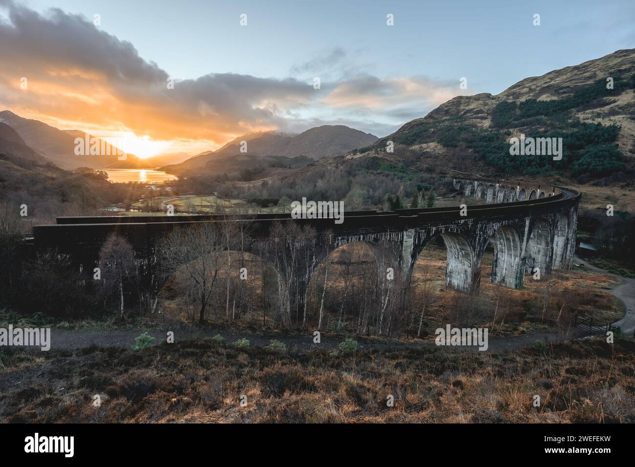 Viaduc de Glenfinnan par temps nuageux. Glenfinnan Scotland. Banque D'Images