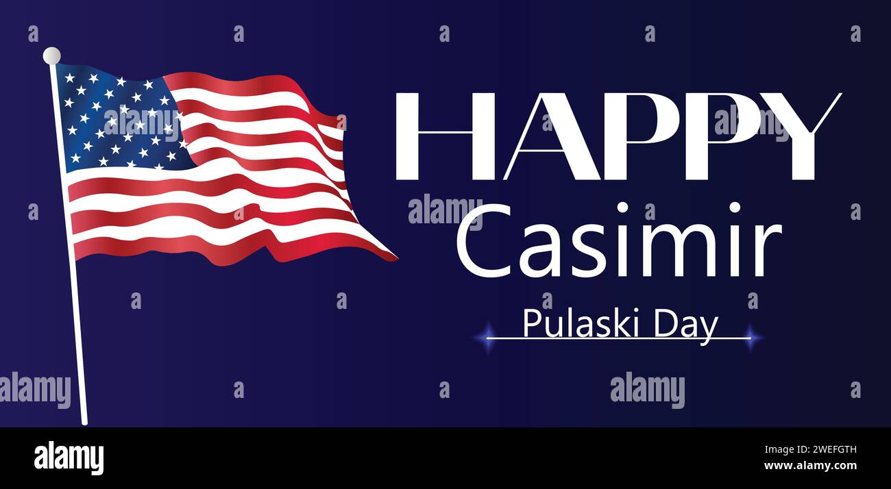 Joyeux Casimir pulaski Day illustration de texte Illustration de Vecteur