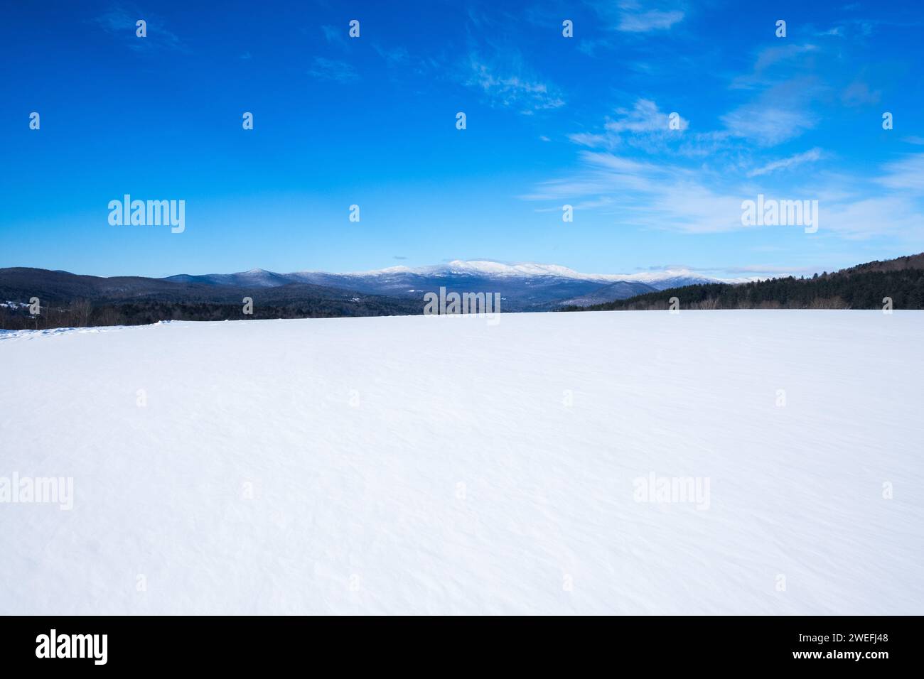 Vue hivernale des montagnes vertes du Vermont, Nouvelle-Angleterre, USA. Banque D'Images