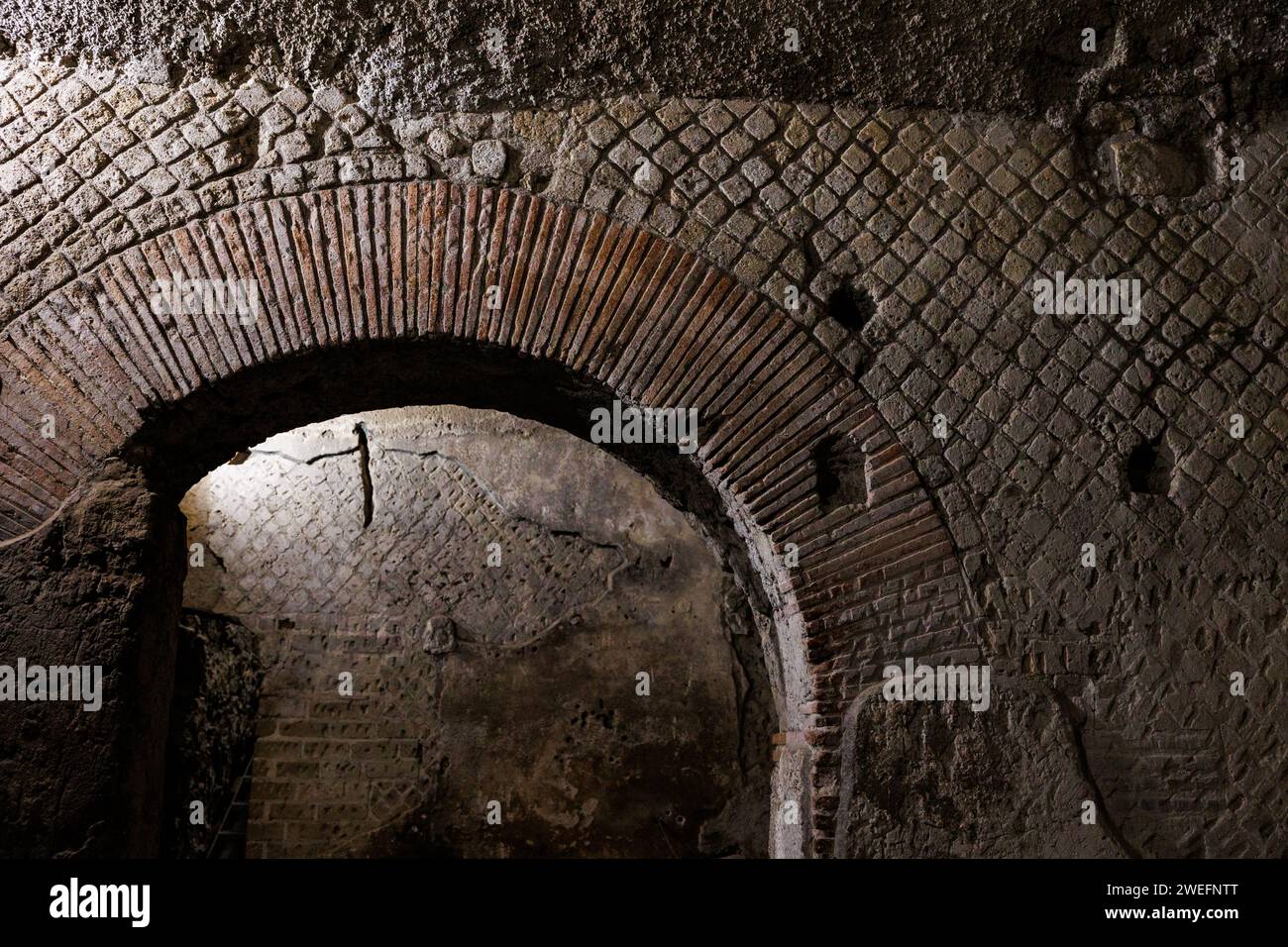 Catacombes ungerground en Italie, ville de Naples, visite du musée et arqueological zone. Banque D'Images