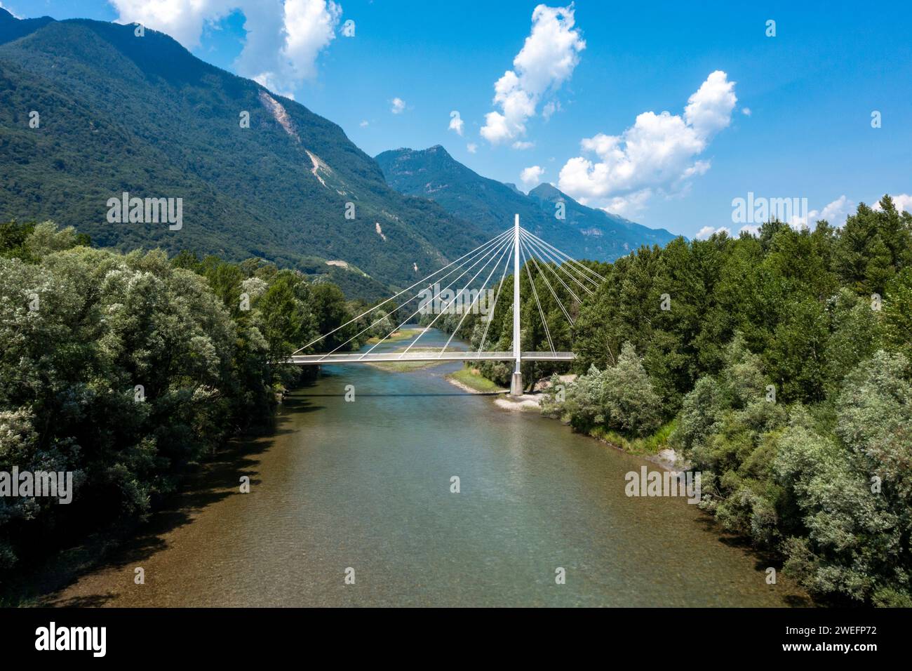 Passerelle piétonne au milieu de la forêt, belle architecture comn une grande étude d'ingénierie. L'objet est situé en Suisse, il est Banque D'Images