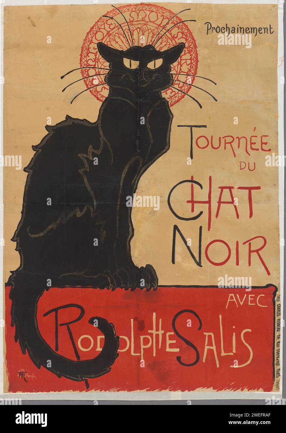 Affiche pour le Theatercafé le Chat Noir à Paris, Théophile Alexandre Steinlen, affiche 1896. Imprimer Paris papier chat Paris Banque D'Images