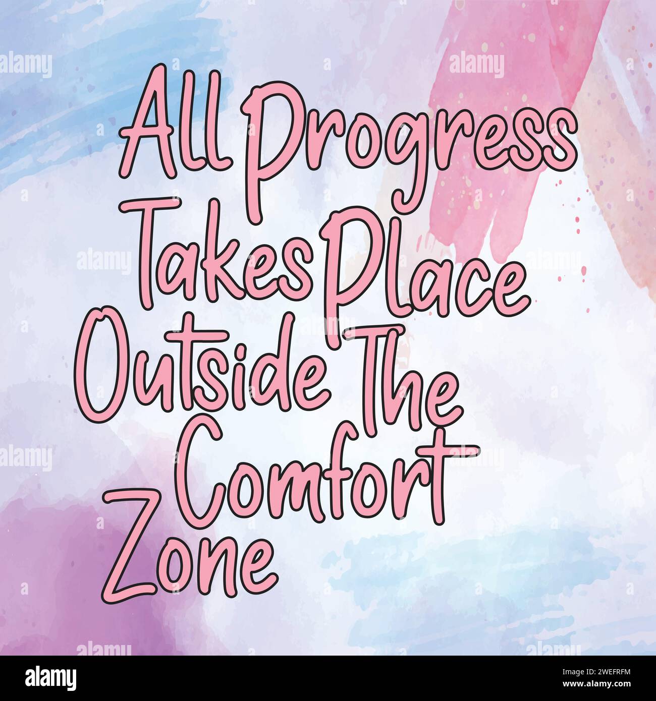 Citation motivante, « tous les progrès se font en dehors de la zone de confort ». Meilleures citations inspirantes autonomisation, succès, motivation. Illustration de Vecteur
