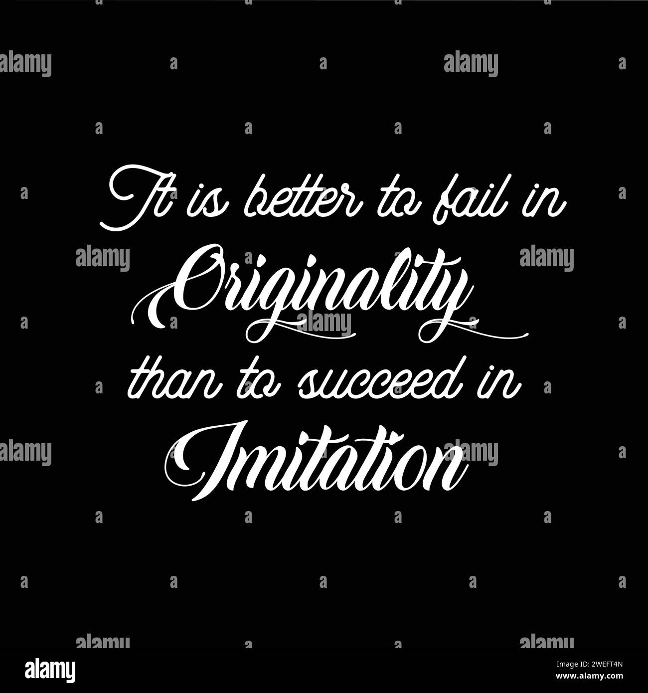 Citation motivationnelle, 'il vaut mieux échouer dans l'originalité que de réussir dans l'imitation'. Meilleures citations inspirantes autonomisation, succès, motivation. Illustration de Vecteur