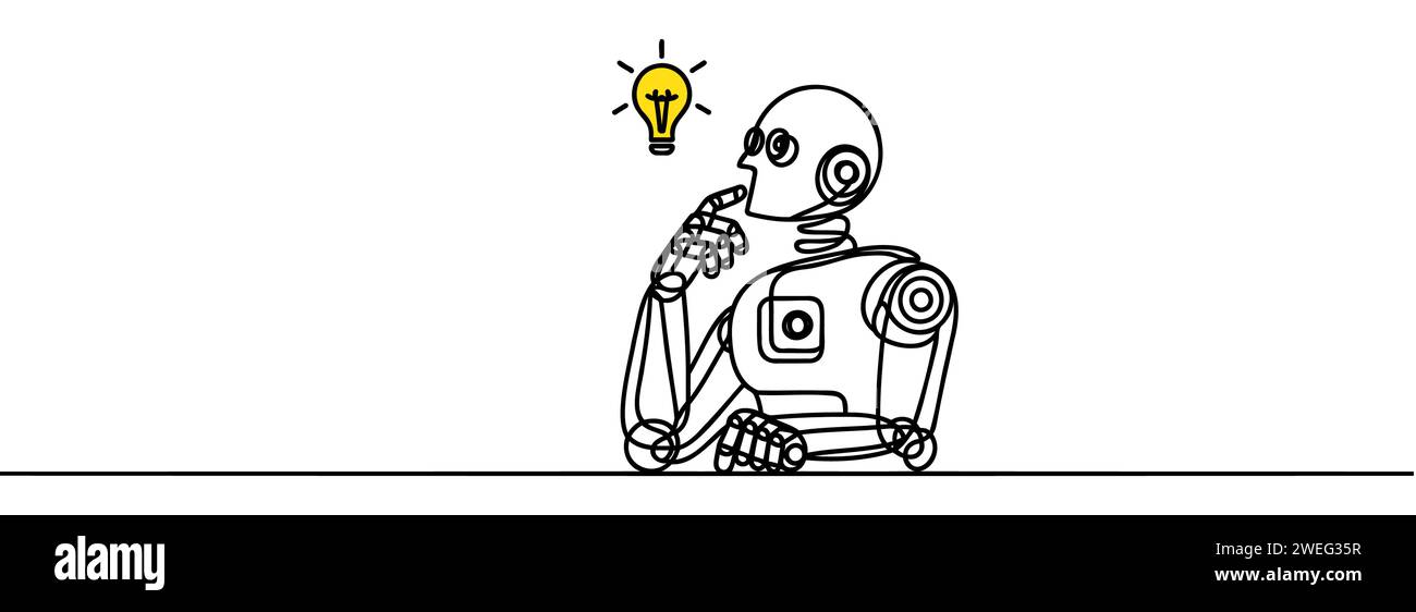 Dessin continu d'une ligne d'un robot. Illustration vectorielle. Illustration de Vecteur