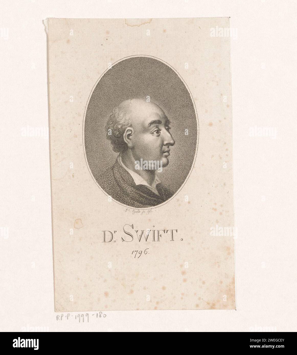 Portrait de Jonathan Swift, 1796 personnes historiques sur papier imprimé Banque D'Images