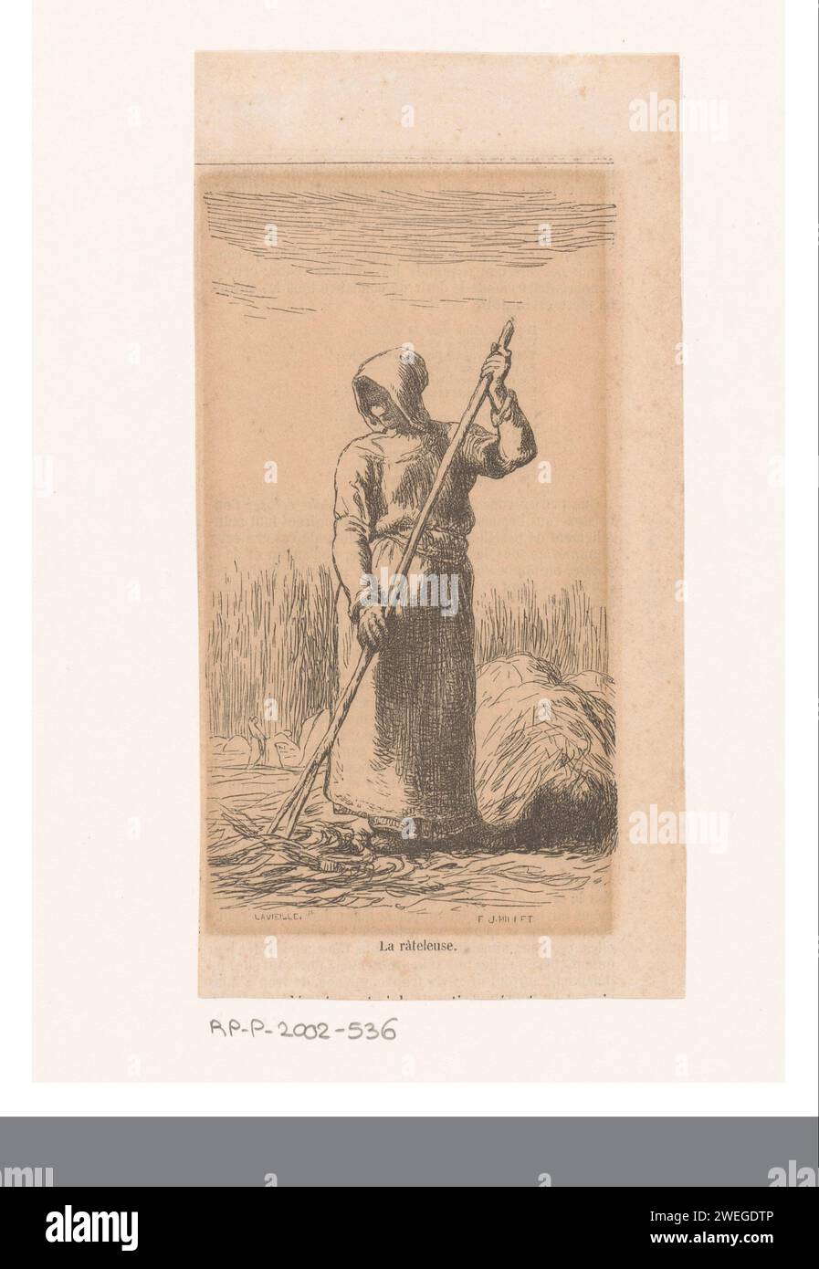 Femme Harken, Jacques Eugène Adrien Lavieille, d'après Jean François Millet (II), 1853 impression papier typographique artisanat et industries (+ procédés agricoles). ratissage Banque D'Images