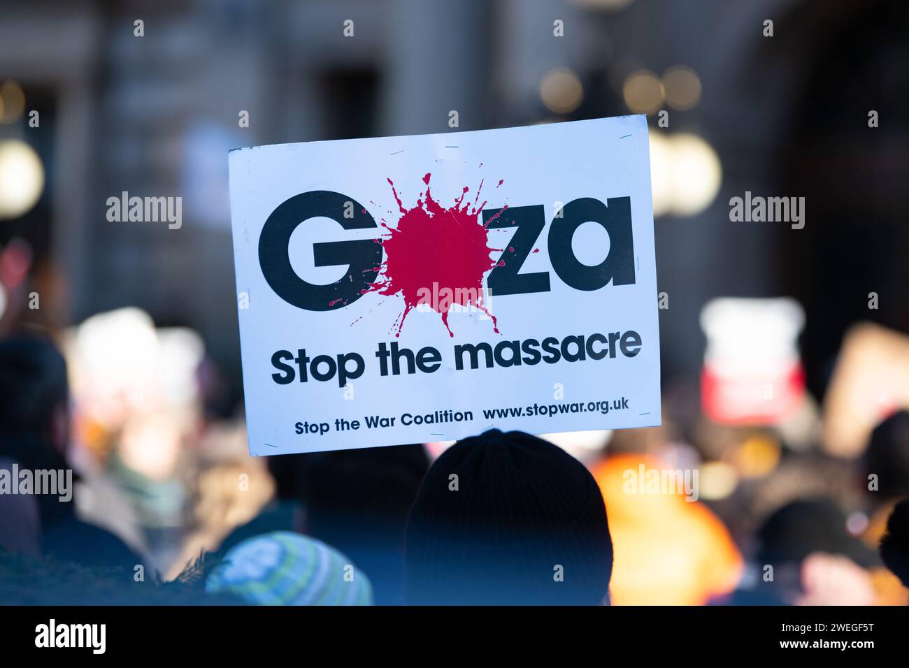 Gaza Israël - manifestation à Gaza - Stop the massacre - Stop the War Coalition - Glasgow, Écosse, Royaume-Uni 13 janvier 2024 Banque D'Images