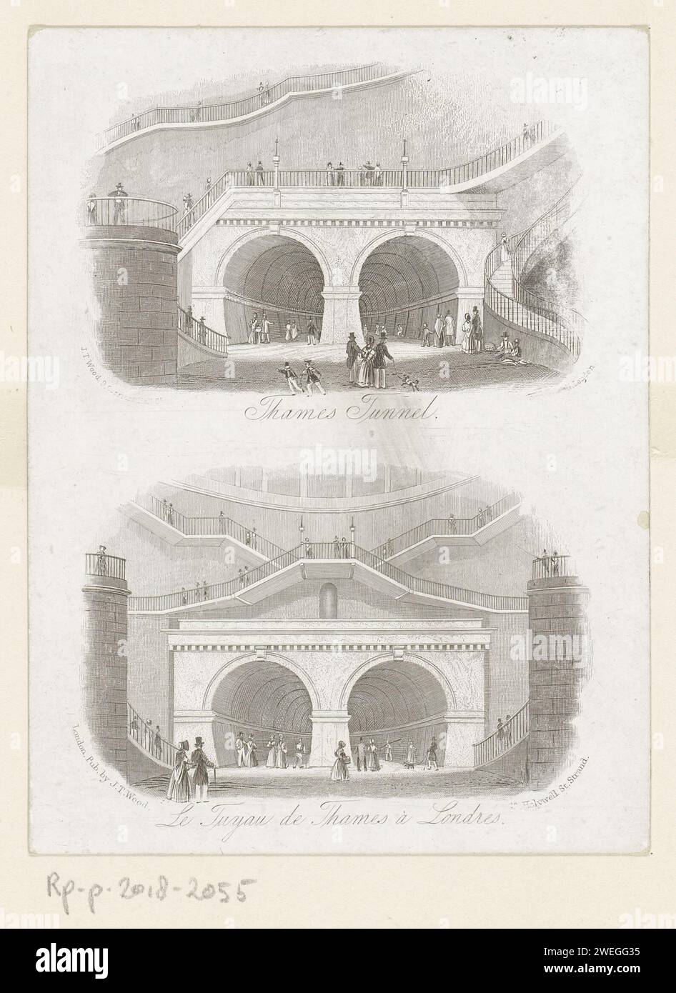 Two faces on the Thames tunnel, à Londres, Anonymous, 1843 - 1885 imprimer papier gravure route souterraine, tunnel Londres Banque D'Images