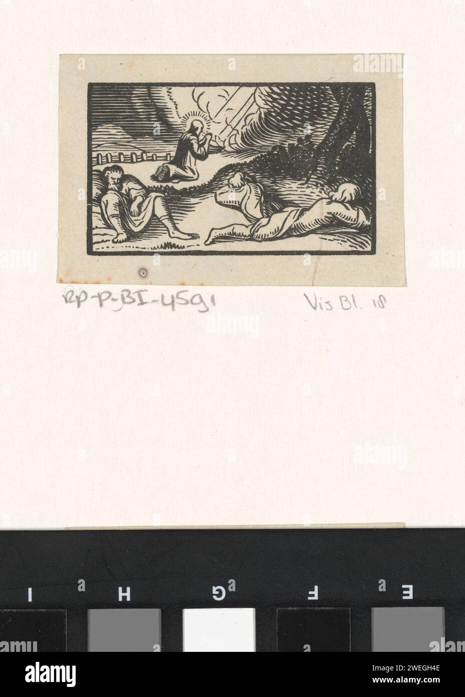 Christ dans le Hof van Getsemane, Dirck de Bray, 1635 - 1694 papier imprimé la prière du Christ dans le jardin de Gethsémani pendant la nuit Banque D'Images