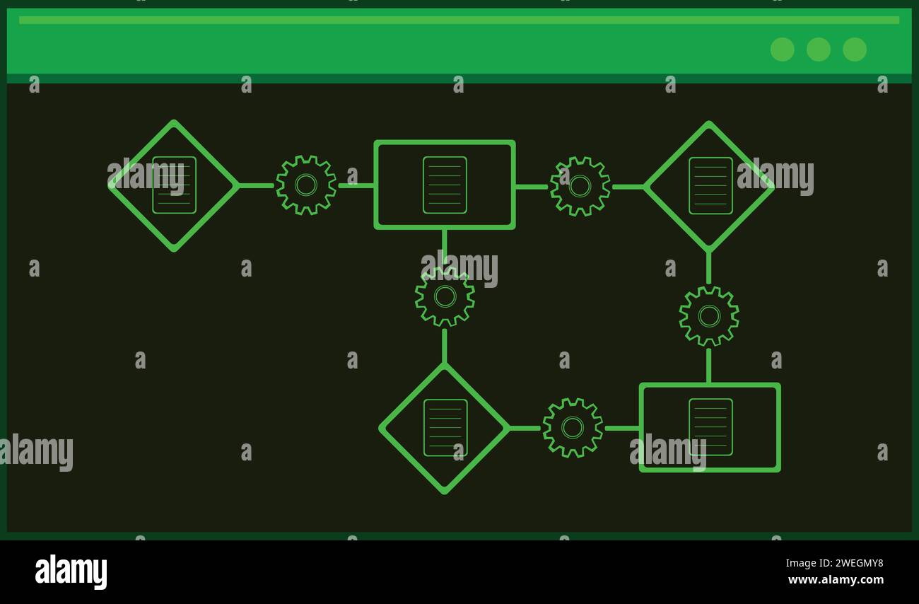 illustration vectorielle de l'icône de l'algorithme de traitement cmd terminal couleur verte Illustration de Vecteur