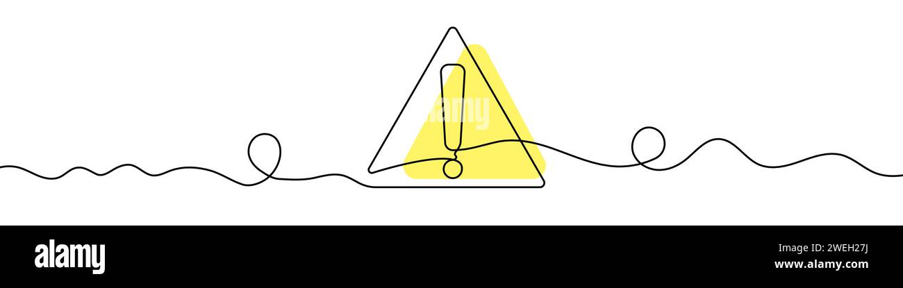 Dessin modifiable continu du point d'exclamation. Un arrière-plan de dessin au trait. Illustration vectorielle. Panneau danger sur une ligne. Illustration de Vecteur