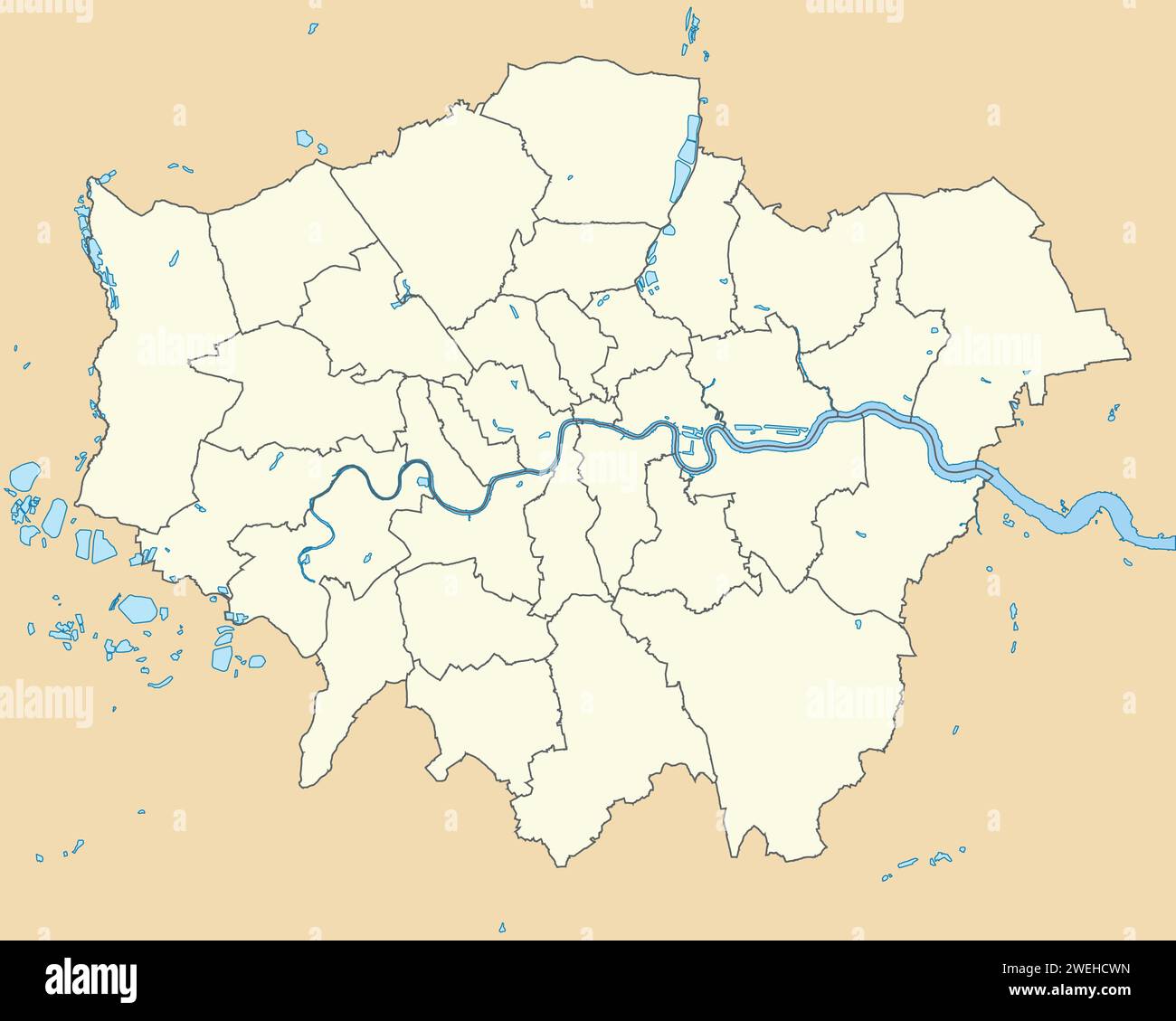 Carte beige des arrondissements de LONDRES, ANGLETERRE Illustration de Vecteur