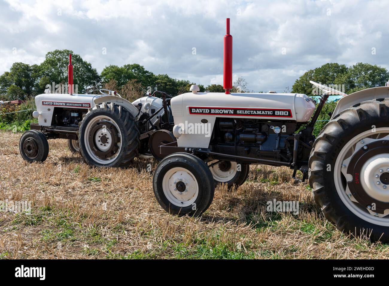 Drayton.Somerset.United kingdom.19 août 2023.A restauré David Brown Selectamatic 990 et 880 sont exposés à un événement Yesterdays Farming Banque D'Images