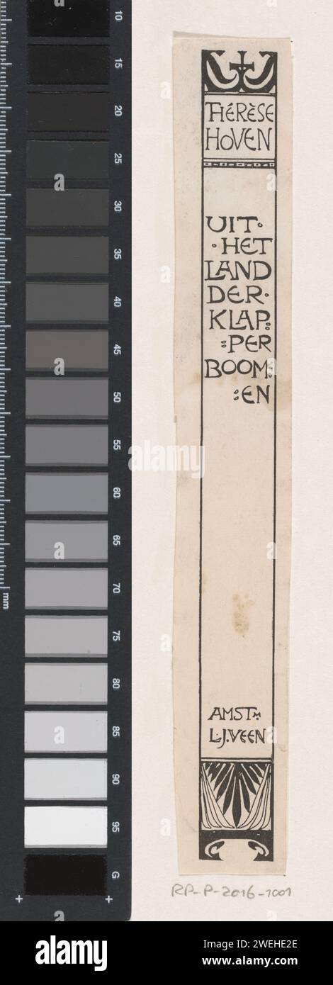 Conception d'un pont de livre pour : Thérèse Hoven, du pays des Klapperboomen, 1897, Anonyme, d'après Willem Wenckebach, en 1897 ou avant l'impression photomécanique d'ornements de blocs ~ art. Banque D'Images