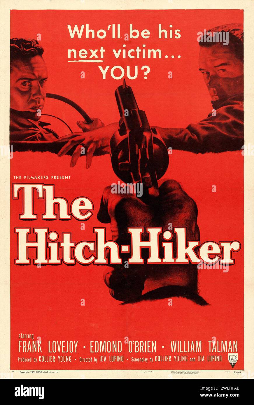 Affiche théâtrale pour la sortie américaine du film The Hitch-Hiker de 1953 Banque D'Images