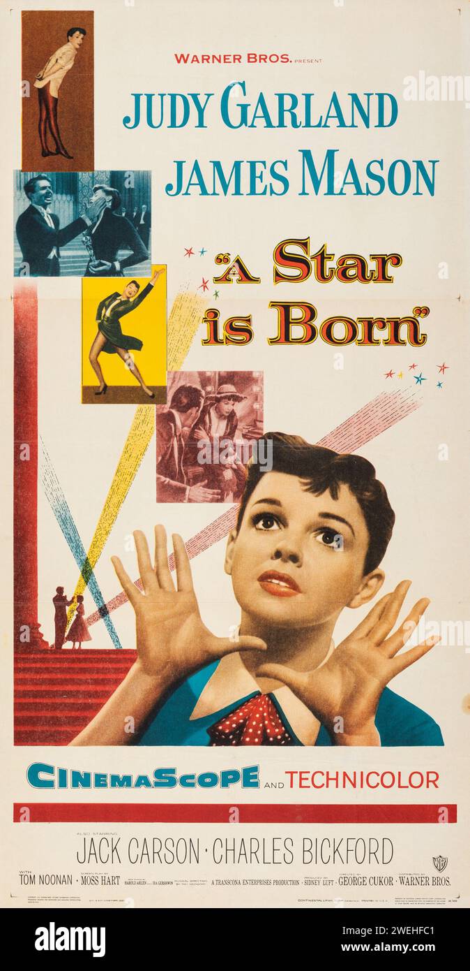 Affiche de film vintage - A Star is Born (Warner Brothers, 1954) Judy Garland et James Mason Banque D'Images