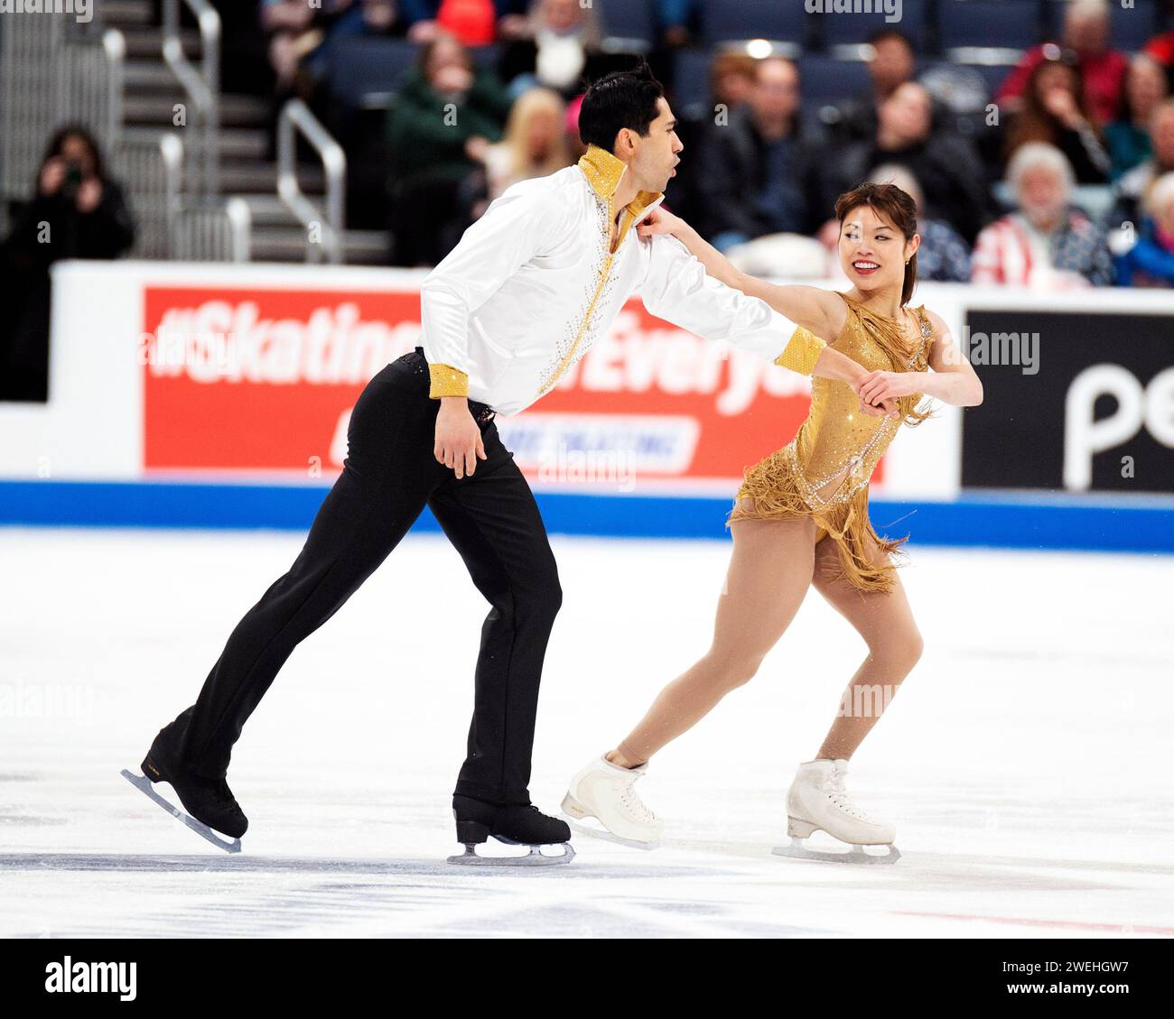 Columbus, Ohio, États-Unis. 25 janvier 2024. Participe à la compétition Championship pairs aux Championships de patinage artistique des États-Unis. Crédit : Brent Clark/Alamy Live News Banque D'Images