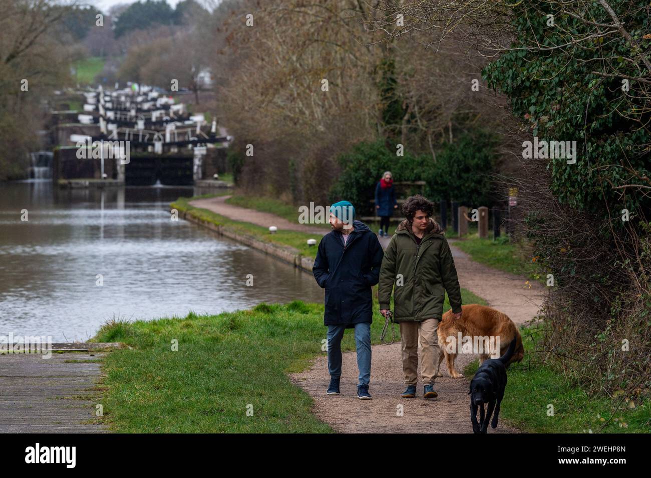 Hatton Locks on the Grand Union canal, Warwickshire, Royaume-Uni Banque D'Images