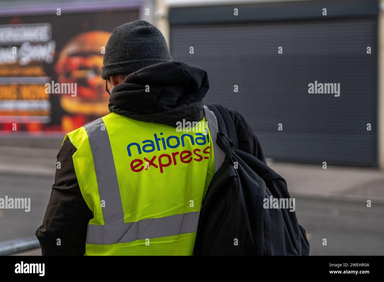 Employé de National Express à Coventry, West Midlands, Royaume-Uni. Banque D'Images