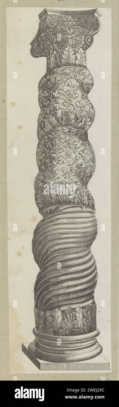 Get Colon from the Sint-Pietersbasiliek (Colonna Santa), Nicolas Beatrizet, 1525 - 1565 imprimer Une colonne classée avec capital composite. Appelé le colonna Santa. L'impression fait partie d'un album. Spirale de gravure de papier ou colonne Solomonic Banque D'Images