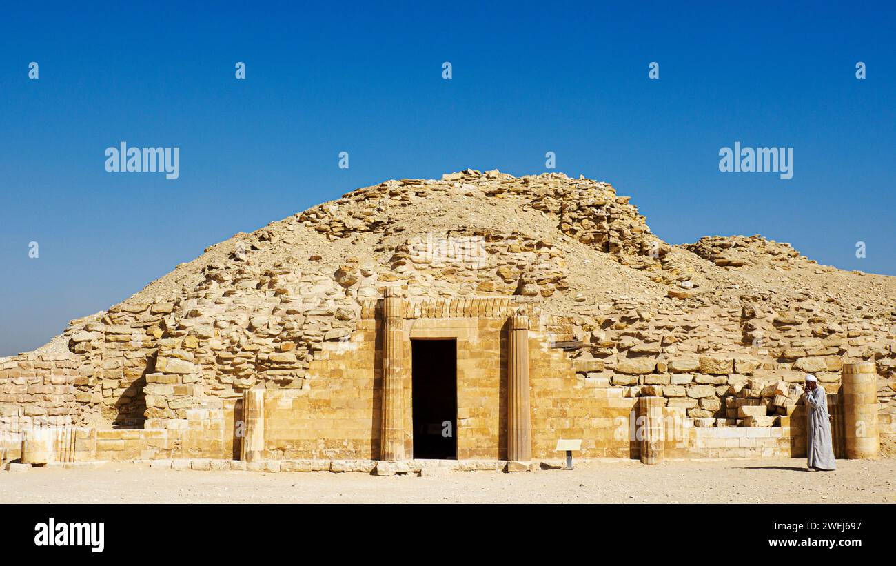 Pavillon du Sud, vers 2 700 av. J.-C., faisant partie de la nécropole memphite, site du patrimoine mondial de l'UNESCO, Égypte. Banque D'Images