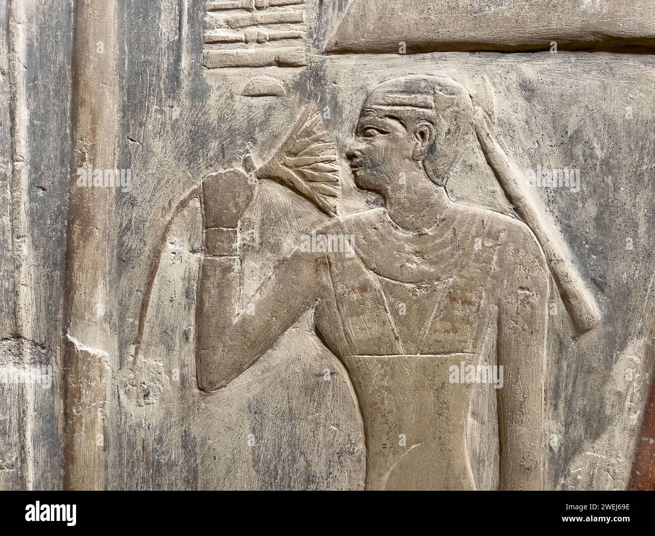 Relief d'une tombe à Saqqara, qui fait partie de la nécropole memphite, site du patrimoine mondial de l'UNESCO, Égypte. Banque D'Images