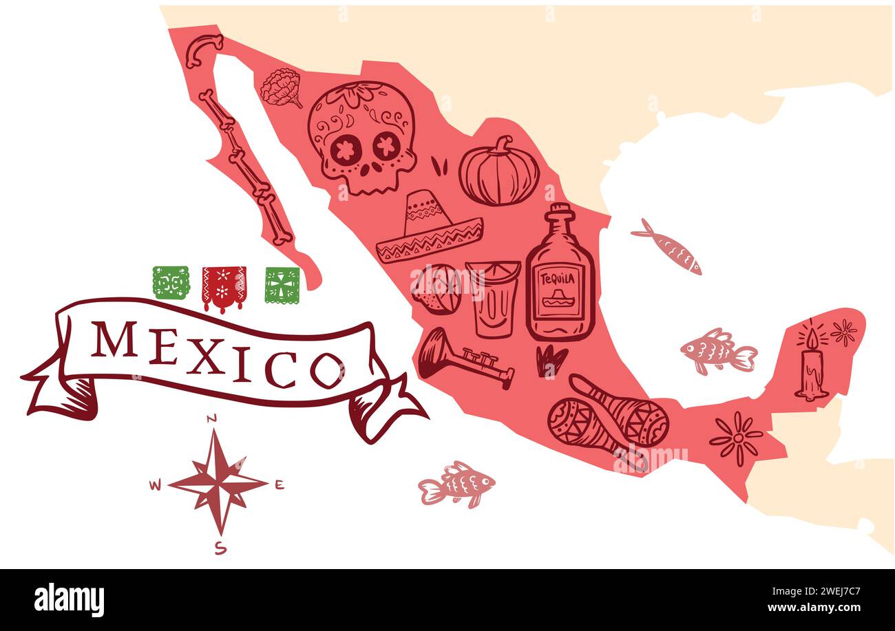 Carte stylisée vectorielle du Mexique Illustration de Vecteur