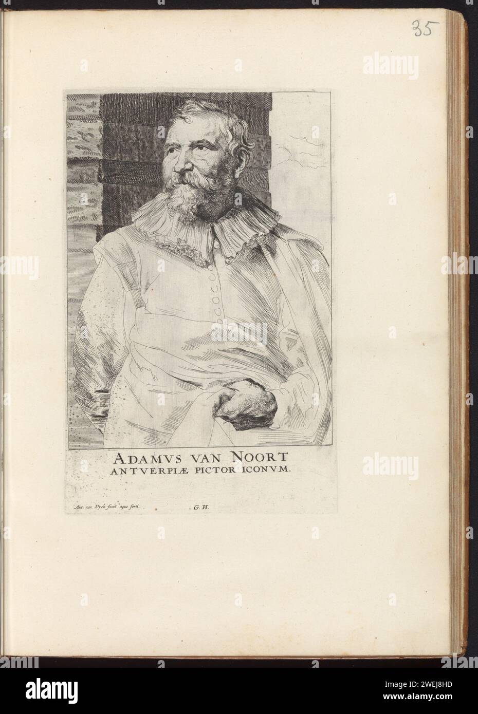Portrait du peintre Adam van Noort, 1645 - 1646 print cette gravure fait partie d'un album. gravure sur papier / gravure portrait, autoportrait de peintre Banque D'Images