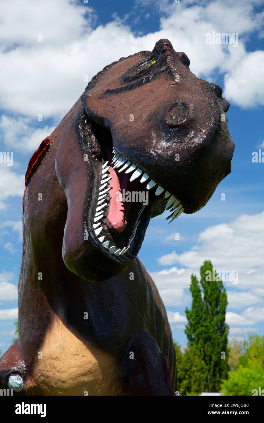 Dinosaure modèle, Hisey Park, Granger, Washington Banque D'Images