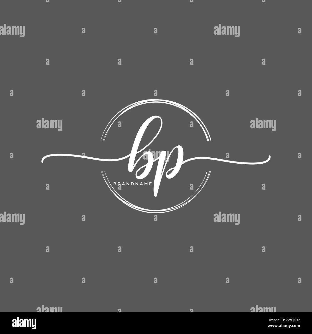 BP logo d'écriture manuscrite initial avec cercle Illustration de Vecteur