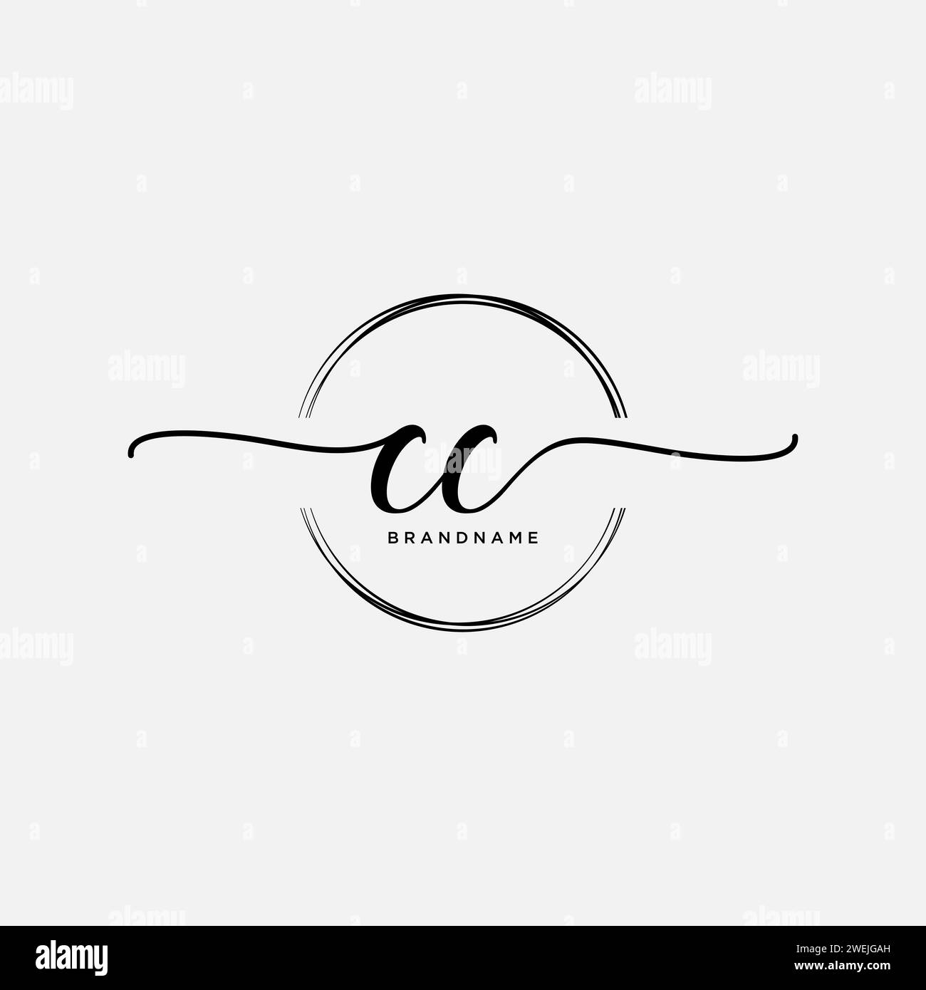 CC logo manuscrit initial avec cercle Illustration de Vecteur