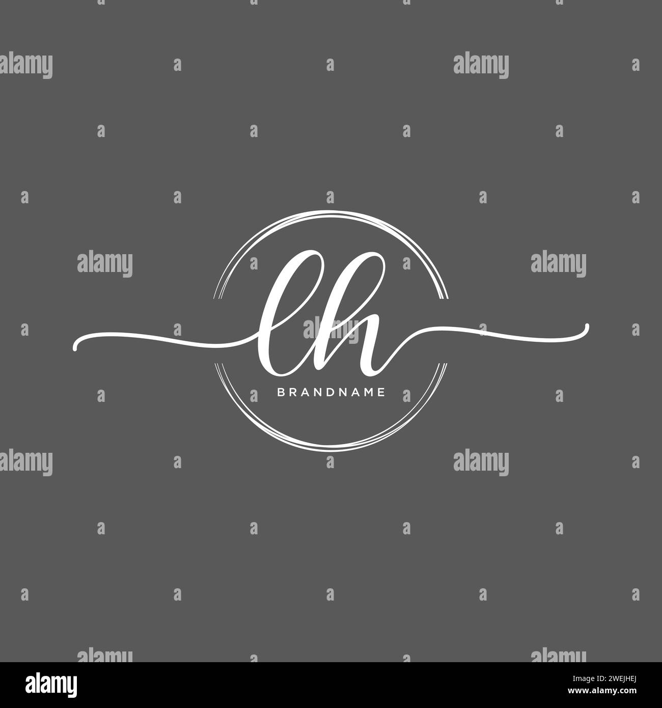 LH logo manuscrit initial avec cercle Illustration de Vecteur