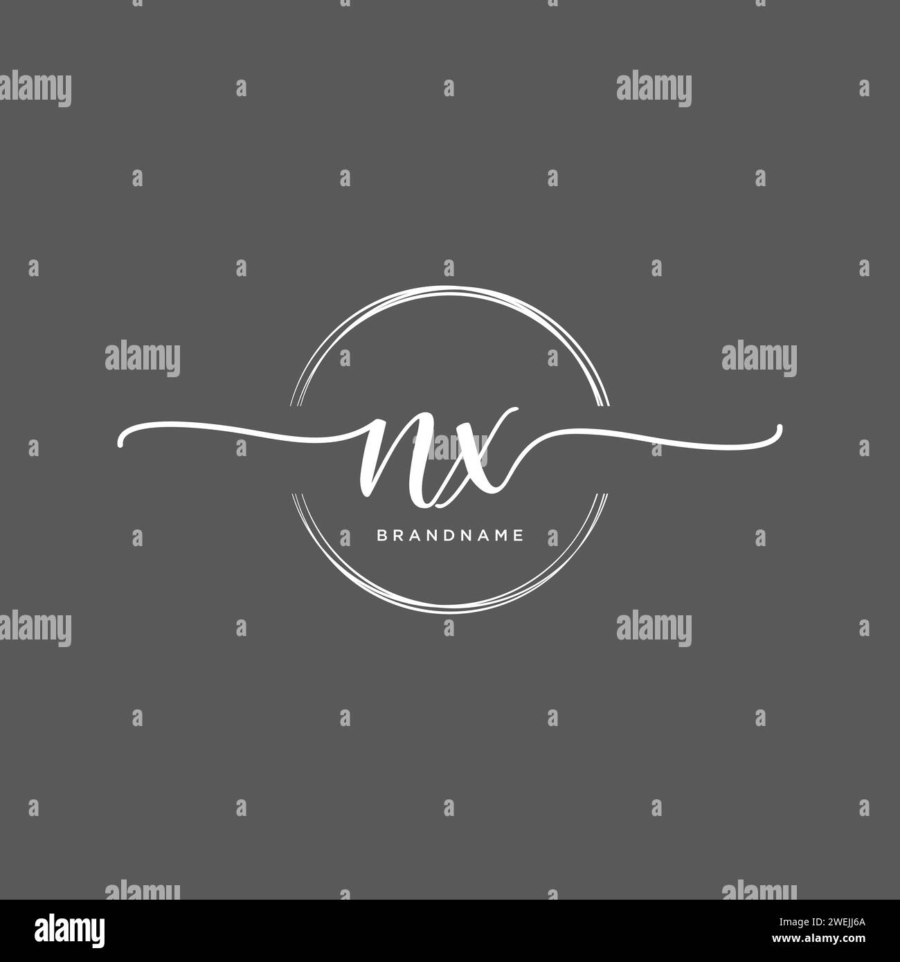 NX logo manuscrit initial avec cercle Illustration de Vecteur