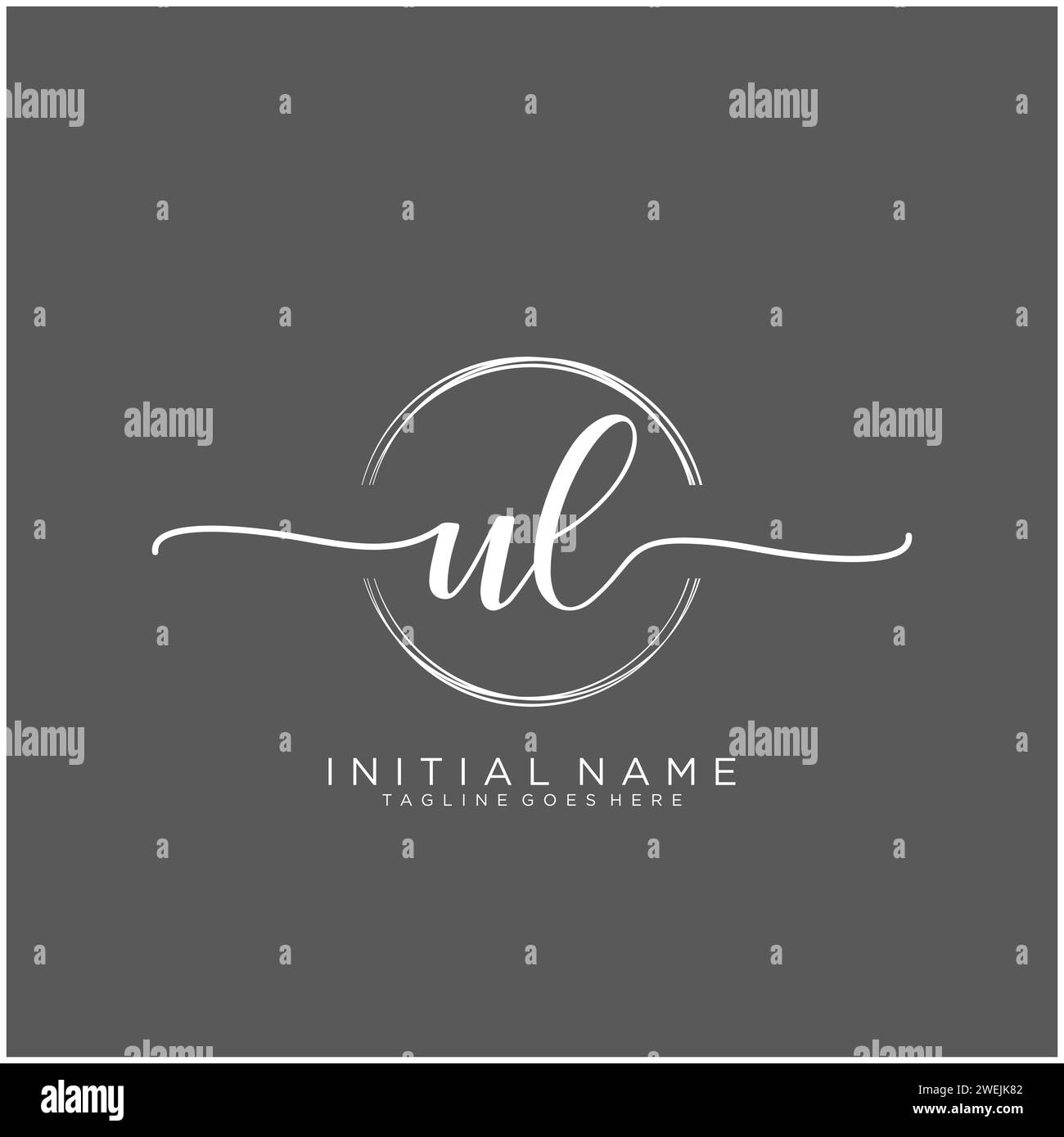 UL logo manuscrit initial avec cercle Illustration de Vecteur