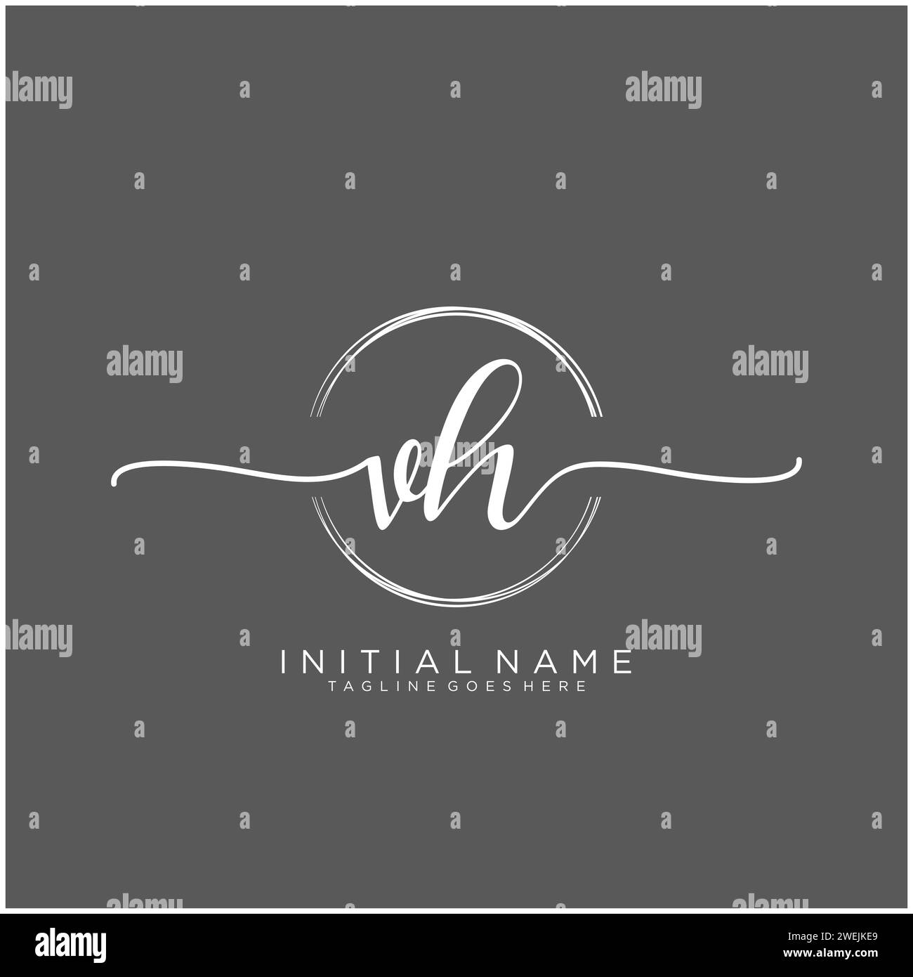 VH logo manuscrit initial avec cercle Illustration de Vecteur