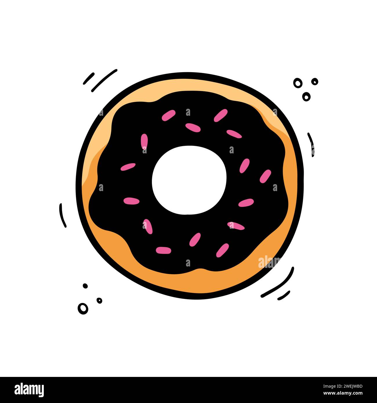 Illustration de l'anneau. Illustration de restauration rapide dans le style doodle. Croquis dessiné à la main de beignet. Beignet dessiné à la main. Illustration de Vecteur