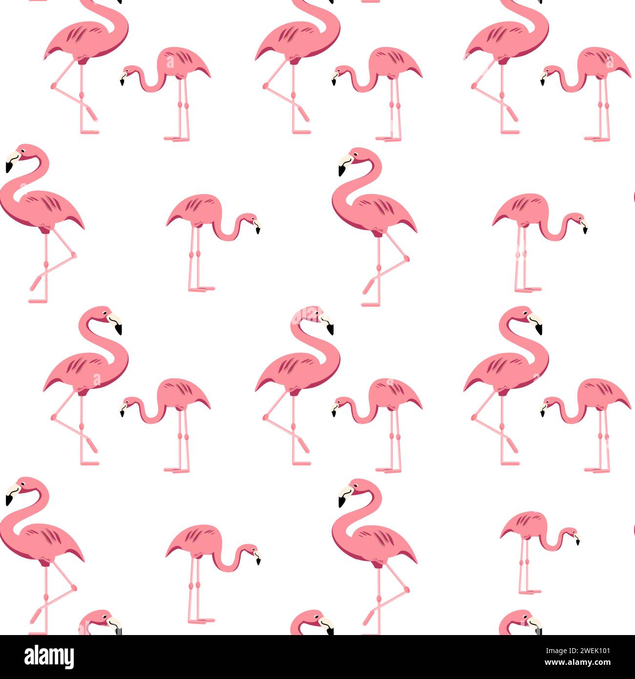 Motif sans couture d'été rose flamant sur fond blanc Illustration de Vecteur