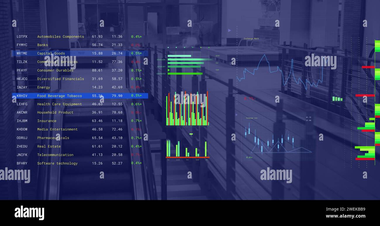 Image du traitement des données financières au-dessus du bureau d'affaires Banque D'Images