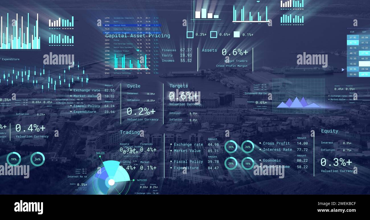 Image du traitement des données financières sur CityScape Banque D'Images