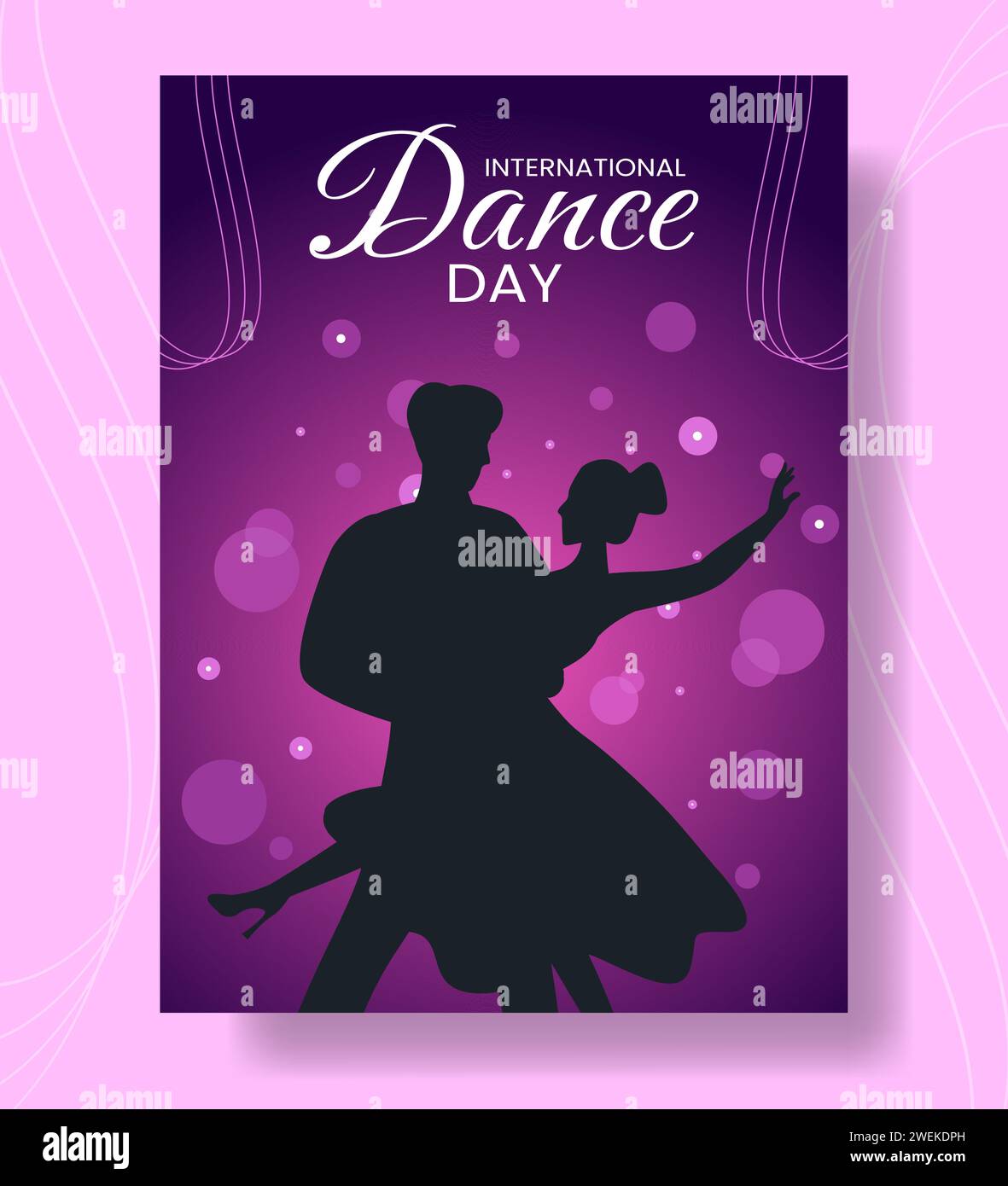 Dance Day vertical Poster plat Cartoon dessinés à la main modèles Illustration de fond Illustration de Vecteur