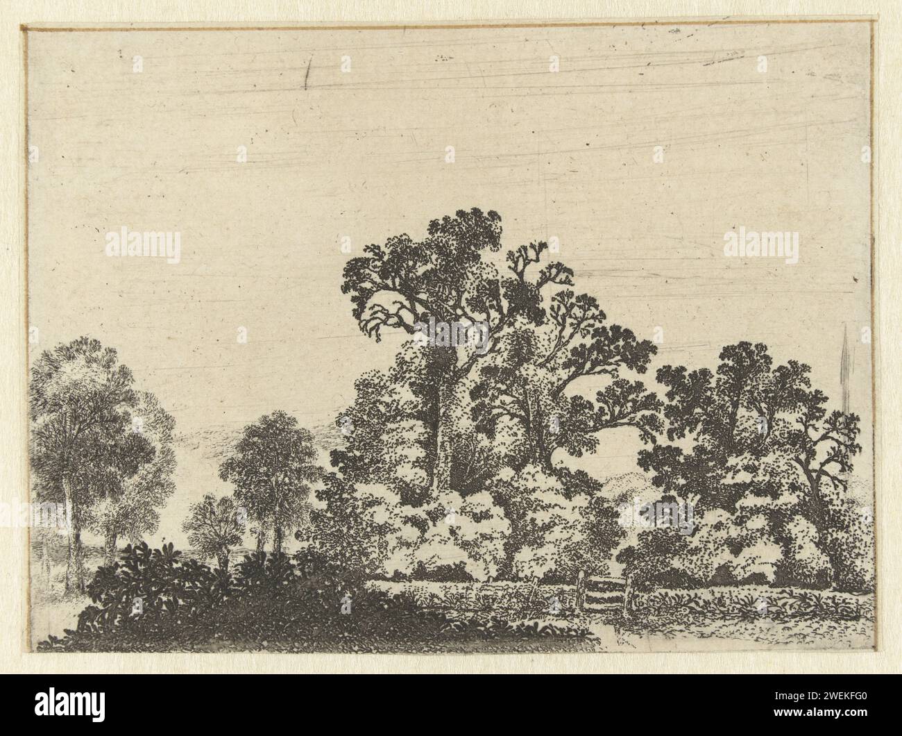 Paysage avec porte fermée, Jan van Broesterhuyzen, 1610 - 1650 papier d'impression gravure de paysages dans la zone tempérée Banque D'Images