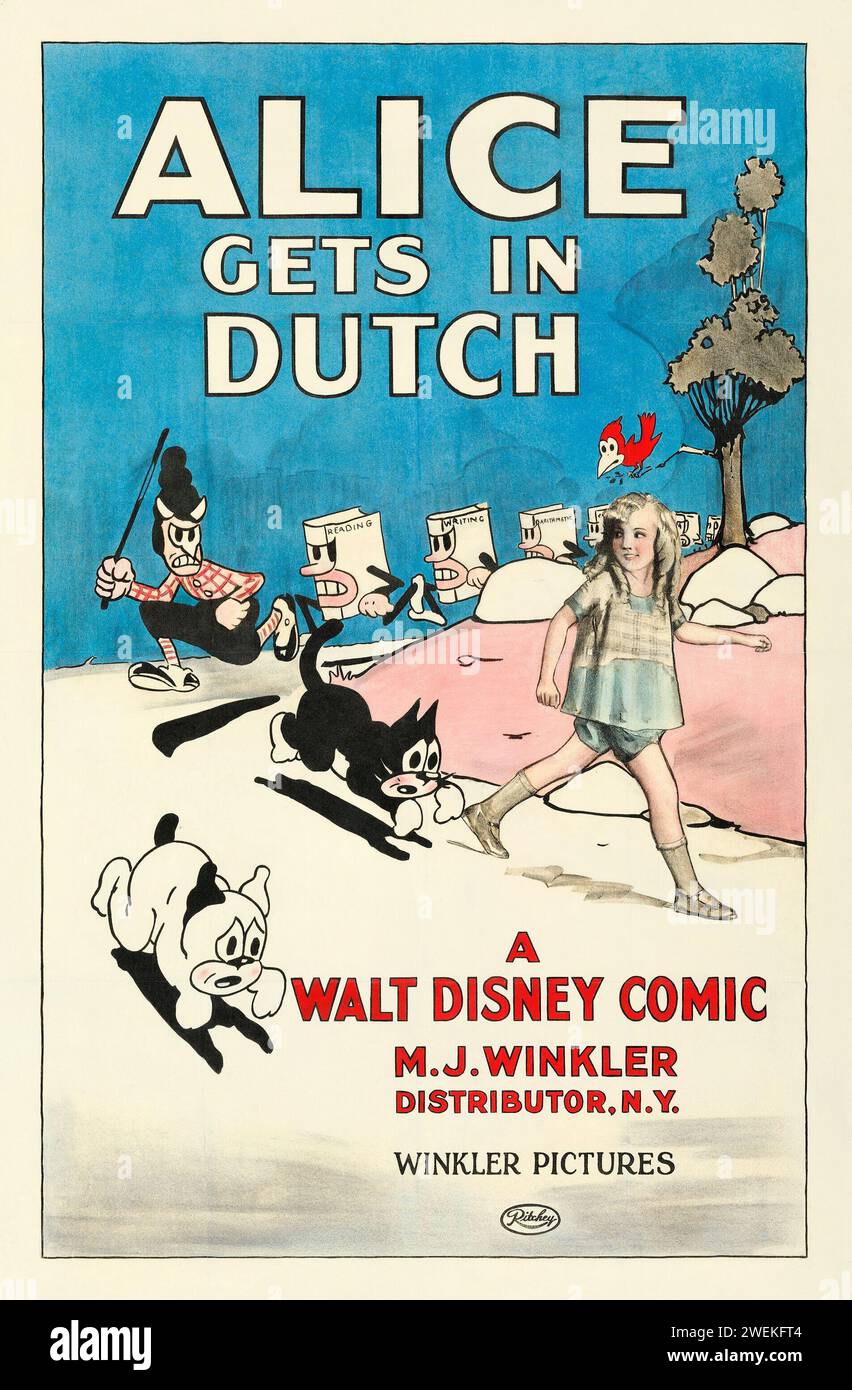 Alice obtient en néerlandais (M.J. Winkler, 1924). Un Walt Disney Comic - affiche de bande dessinée vintage Banque D'Images