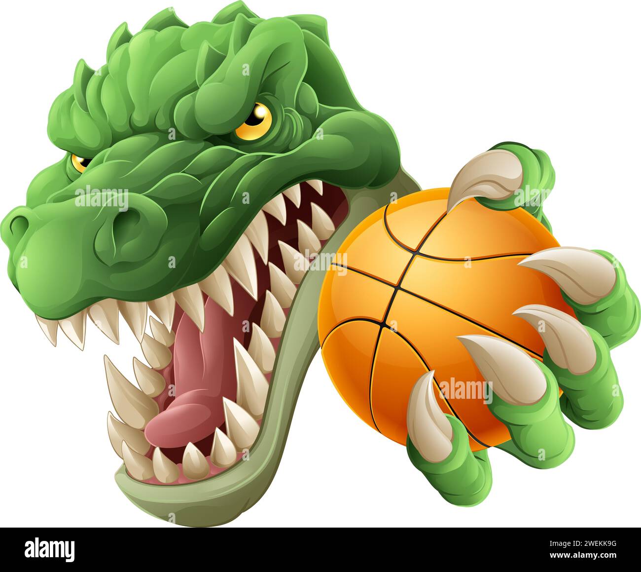 Mascotte de basket-ball crocodile Dinosaur Alligator Illustration de Vecteur