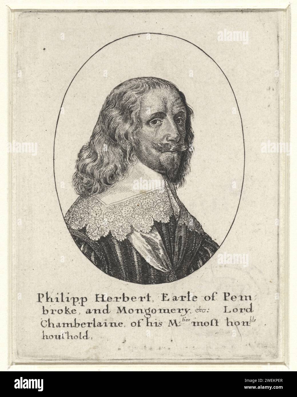 Portrait de Philip Herbert, comte de Pembroke et Montgomery, Wencslaus Hollar, 1636 - 1644 gravure sur papier Banque D'Images