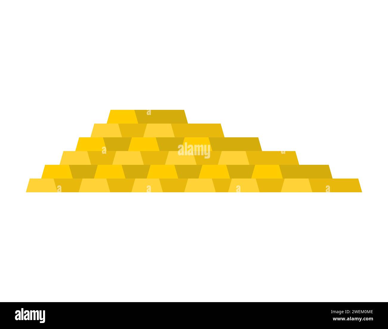 Lingots d'or isolés. Pile dorée Illustration de Vecteur
