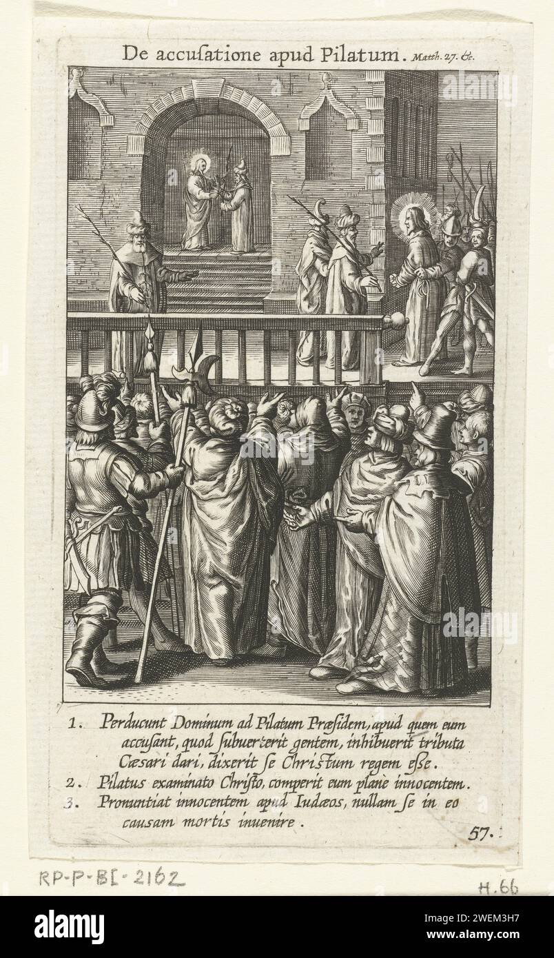 Christ pour Ponce Pilate, Boetius Adamsz. Bolswert, 1622 papier gravé Christ avant Ponce Pilate (Matthieu 27:11-26, Marc 15:2-7, Luc 23:2-15, 23:19-25, Jean 18:28 - 13:16) Banque D'Images